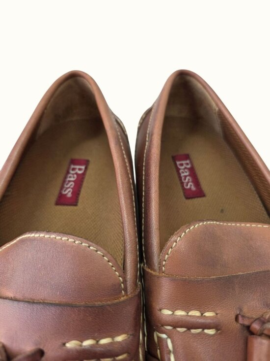 Vintage Bass Men’s Tassel Loafers Size 10.5 Brown Leather Moc Toe Shoes NEW main image 5